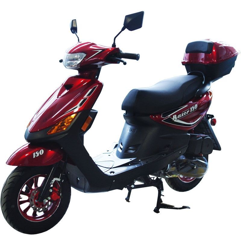 150cc Moped Scooter Razor 150 Red With New Design Sporty Look Electric And Kick Start Low Seat Height Redfoxpowersports
