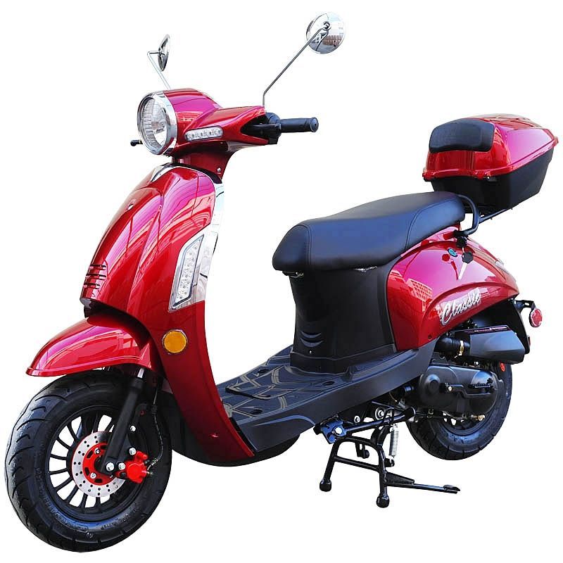 Scooter 50 cc rose style rétro avec ses accessoires et protections - Motos