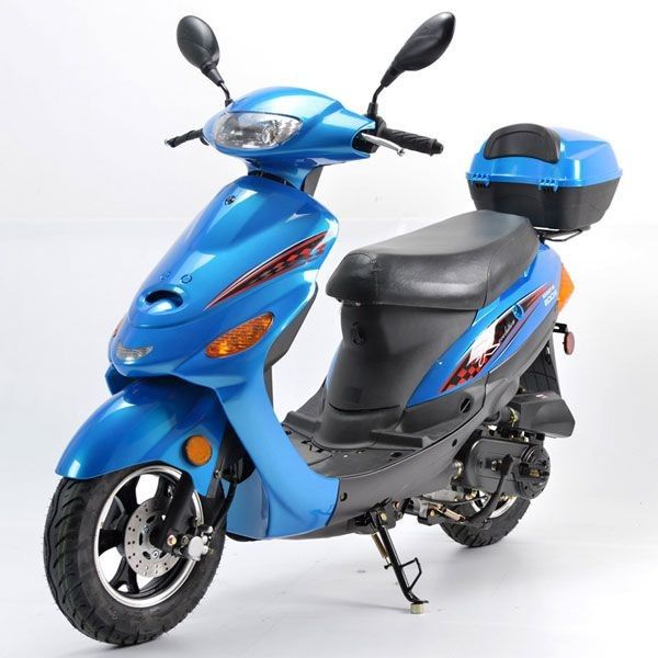 50cc Boom Moped Scooter BD50QT 9A with 10 Wheels with black Trunk redfoxpowersports