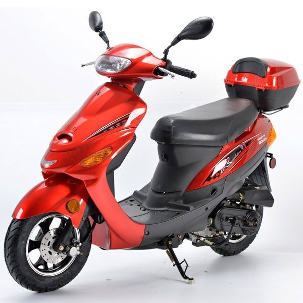 50cc Boom Moped Scooter BD50QT 9A with 10 Wheels with black Trunk redfoxpowersports