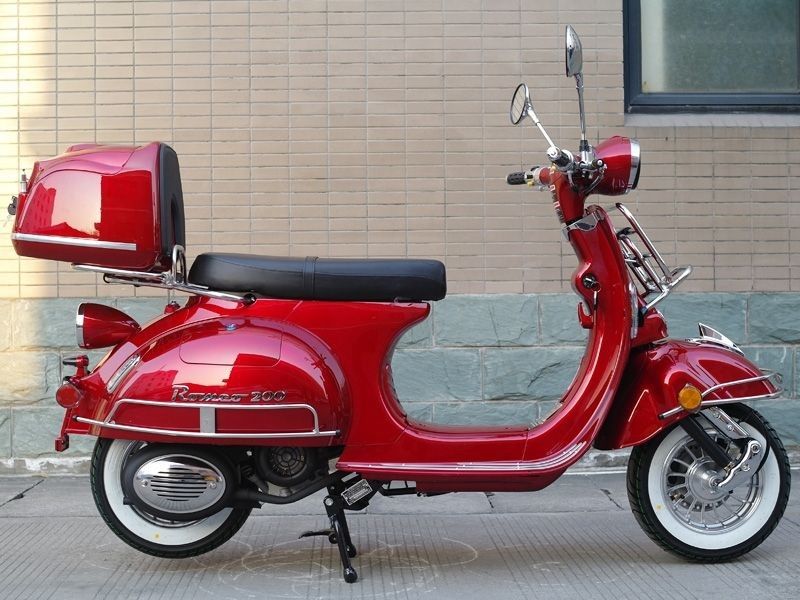 200cc Gas Moped Scooter Romeo 200 RED Automatic CVT Big Power Engine Retro Style Gas Scooters Mopeds Scooters redfoxpowersports
