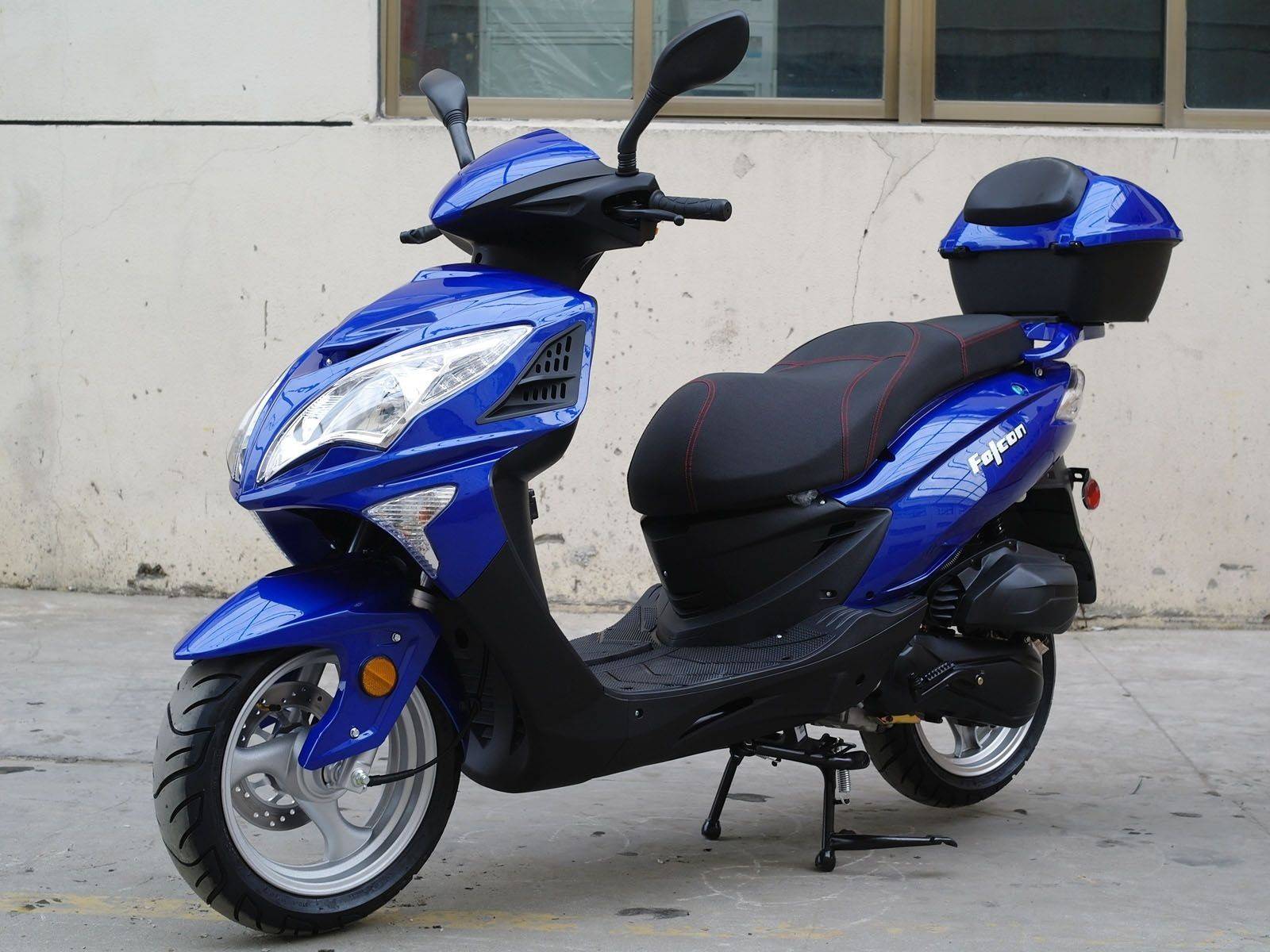 200cc Gas Moped Scooter Falcon Blue, 200cc Automatic CVT Engine, Big Wheel  and Body | redfoxpowersports