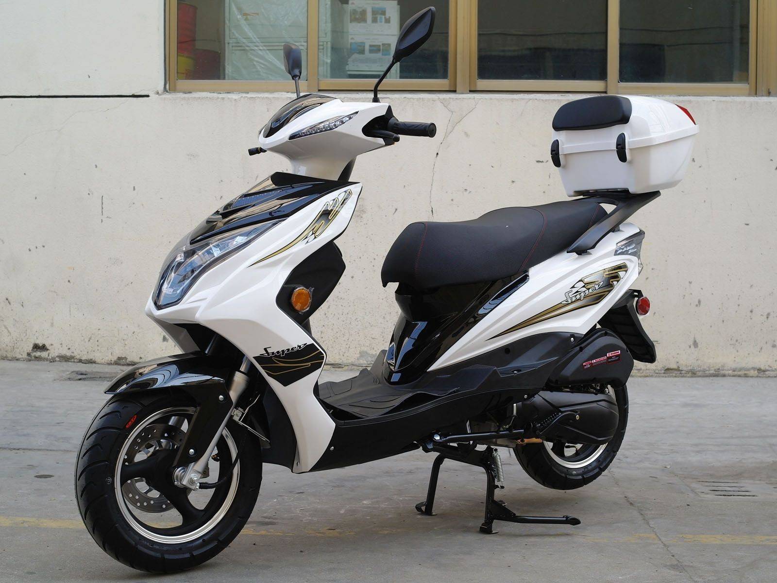 200cc Gas Moped Scooter Super 200 White, Automatic CVT Big Power Engine,  Sporty Style | redfoxpowersports