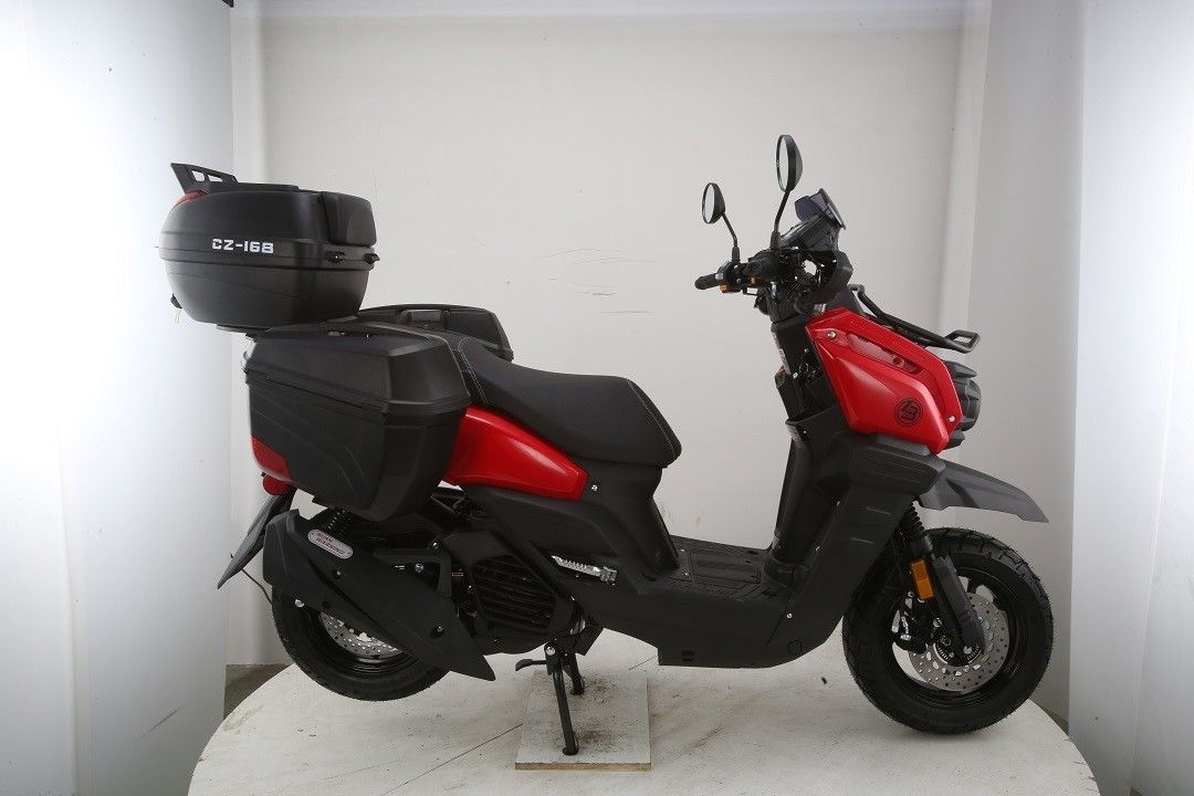 200cc Gas Moped Scooter Frontier 200cc FINAL Edition by Boss Motor Automatic CVT Engine 12 inch Aluminium Rim with Meaty Tire Optional Cargo Package for Massive Storage Capability redfoxpowersports