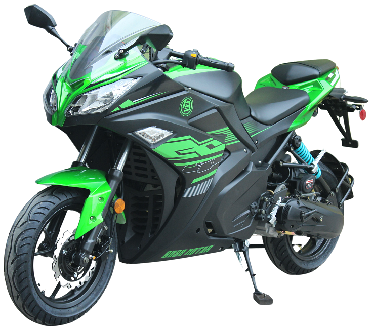 200cc Gas Motorcycle Super Sports 200 with CVT Auto Tranny 14 inch Aluminium Wheels Green Black 2 tone redfoxpowersports