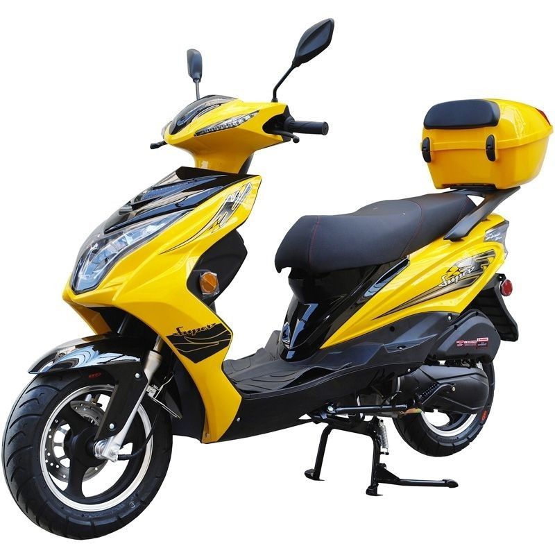 200cc Gas Moped Scooter Super 200 Yellow, Automatic CVT Big Power Engine,  Sporty Style