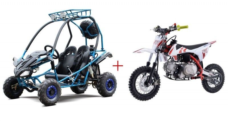 125cc Kids Gokart Automatic with Reverse and 110cc Fully Automatic kids Dirt Bike Bundle Deal