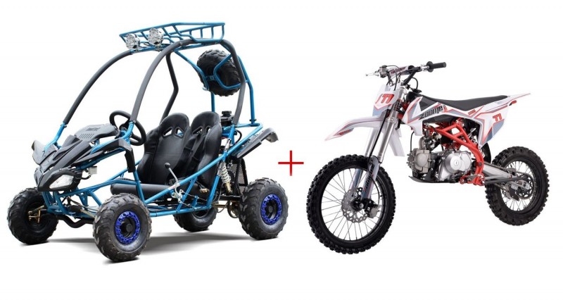 125cc Kids Gokart Automatic with Reverse and 125cc 4spd Manual kids Dirt Bike Bundle Deal