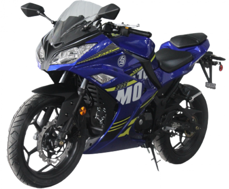 Boss Motor 125cc Motorcycle Super Sports 125, 4 speed manual, 17 inch Aluminium Wheel, Fully size Blue