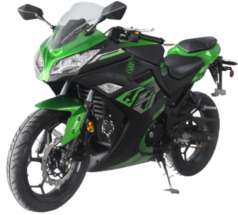 Boss Motor 125cc Motorcycle Super Sports 125, 4 speed manual, 17 inch Aluminium Wheel, Fully size Green