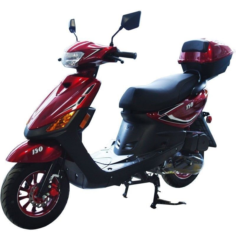 150cc Moped Scooter RZ RED with New Design Sporty Look, Electric and Kick Start, Low Seat Height (Ready to Ride Package)