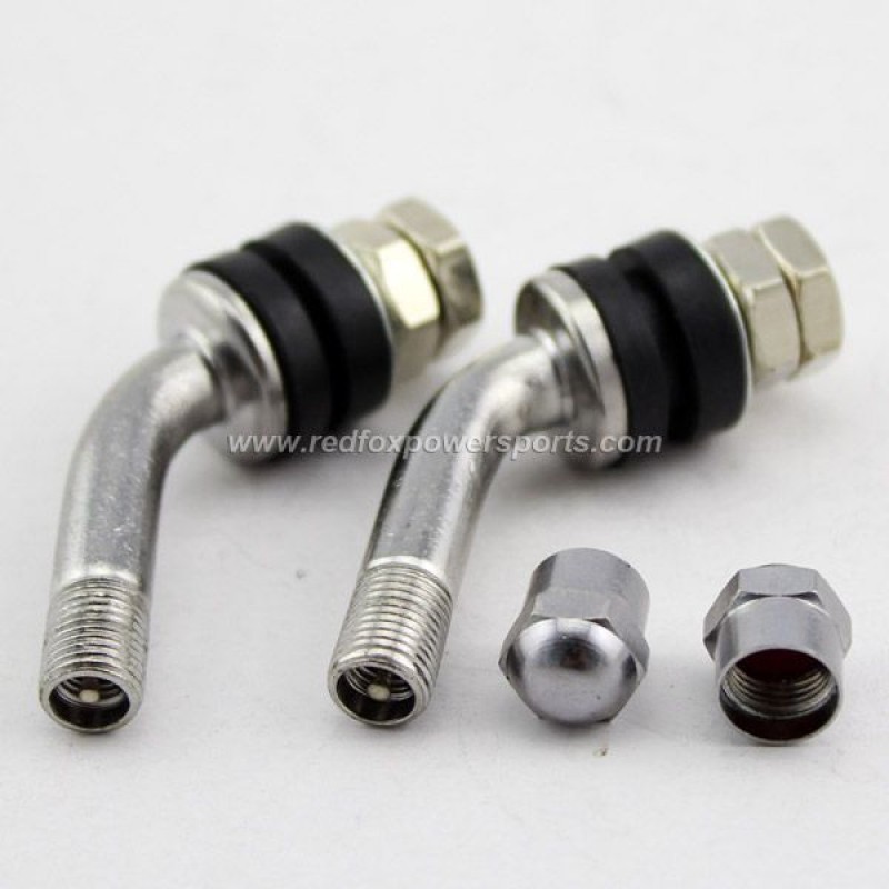 New Motorcycle Car Bolt-On Tire Valve Stems 60 Degree Bend Chrome Metal