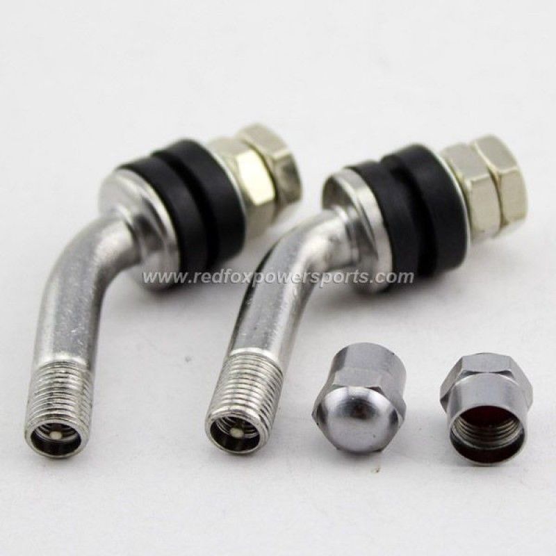 New Motorcycle Car Bolt-On Tire Valve Stems 60 Degree Bend Chrome Metal