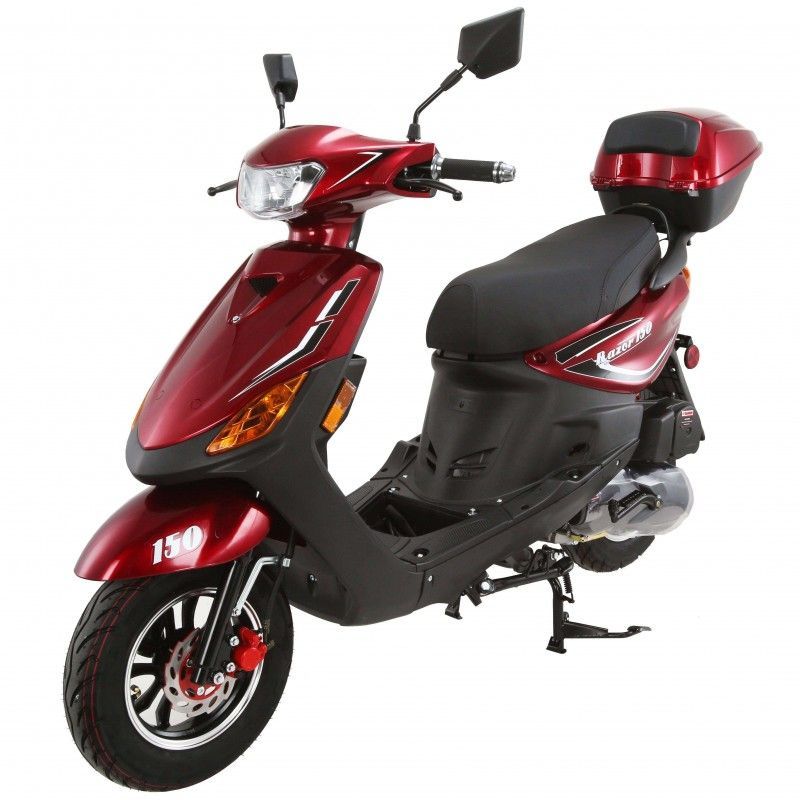 150cc Moped Scooter RZ RED with New Design Sporty Look, Electric and Kick Start, Low Seat Height