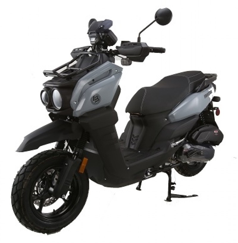 200cc Gas Moped Scooter Frontier 200cc by Boss Motor, Automatic CVT Engine, 12 inch Aluminium Rim with Meaty Tire, Optional Cargo Package for Massive Storage Capability 