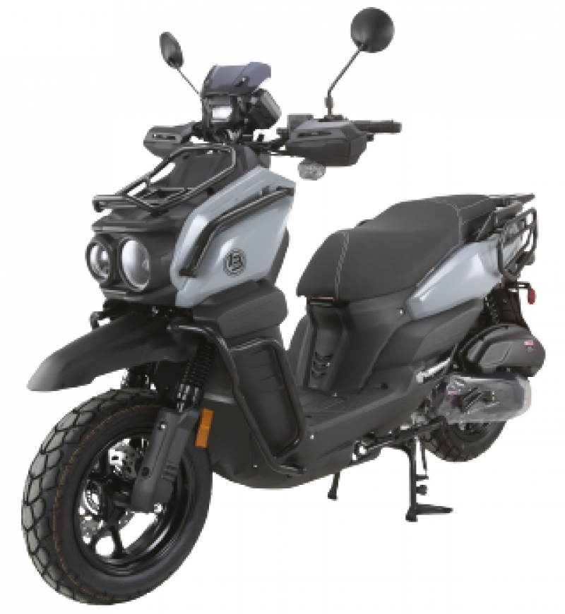 200cc Gas Moped Scooter Frontier 200cc by Boss Motor, Automatic CVT Engine, 12 inch Aluminium Rim with Meaty Tire, Optional Cargo Package for Massive Storage Capability 