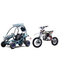 125cc Kids Gokart Automatic with Reverse and 110cc Semi-Auto kids Dirt Bike Bundle Deal