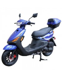 150cc Moped Scooter RZ 150 BLUE with New Design Sporty Look, Black Wheel, Electric and Kick Start, Low Seat Height