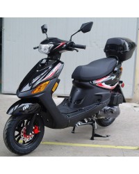 150cc Moped Scooter RZ 150 Black with New Design Sporty Look, Black wheel, Electric and Kick Start, Low Seat Height