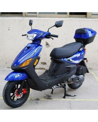 150cc Moped Scooter RZ 150 BLUE with New Design Sporty Look, Black Wheel, Electric and Kick Start, Low Seat Height