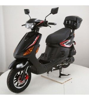 150cc Moped Scooter RZ 150 Black with New Design Sporty Look, Black wheel, Electric and Kick Start, Low Seat Height