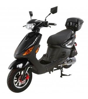 150cc Moped Scooter RZ 150 Black with New Design Sporty Look, Black wheel, Electric and Kick Start, Low Seat Height