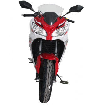 200cc Gas Motorcycle Super Sports 200 with CVT Auto Tranny, 14 inch Aluminium Wheels Red White 2 tone