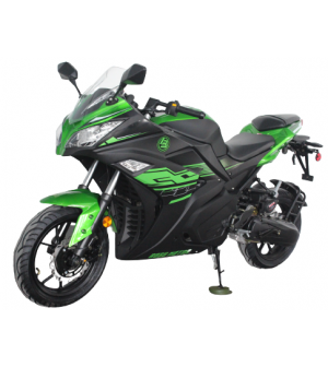 200cc Gas Motorcycle Super Sports 200 with CVT Auto Tranny, 14 inch Aluminium Wheels Green Black 2 tone