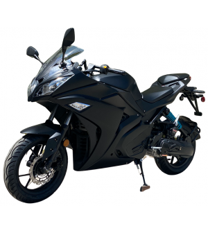 200cc Gas Motorcycle Super Sports 200 with CVT Auto Tranny, 14 inch Aluminium Wheels Matt Black 