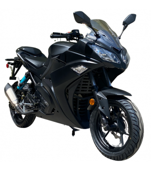 200cc Gas Motorcycle Super Sports 200 with CVT Auto Tranny, 14 inch Aluminium Wheels Matt Black 