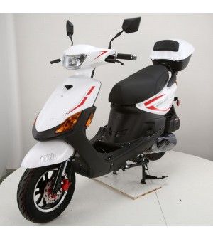 150cc Moped Scooter RZ 150 WHITE with New Design Sporty Look, Electric and Kick Start, Low Seat Height