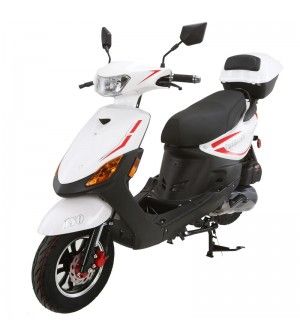 150cc Moped Scooter RZ 150 WHITE with New Design Sporty Look, Electric and Kick Start, Low Seat Height