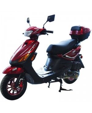 150cc Moped Scooter RZ RED with New Design Sporty Look, Electric and Kick Start, Low Seat Height (Ready to Ride Package)