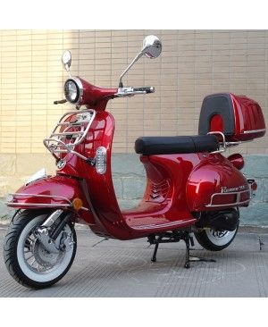 200cc Gas Moped Scooter Romeo 200 RED, Automatic CVT Big Power Engine, Retro Style