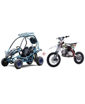 125cc Kids Gokart Automatic with Reverse and 110cc Semi-Auto kids Dirt Bike Bundle Deal