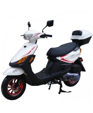 150cc Moped Scooter RZ 150 WHITE with New Design Sporty Look, Electric and Kick Start, Low Seat Height (Ready to Ride Package)