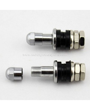 Two Chrome Motorcycle VS-8 PVR43A Bolt On Tire Valve Caps Stems Metal Flush