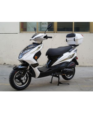 200cc Gas Moped Scooter Super 200 White, Automatic CVT Big Power Engine, Sporty Style (Ready to Ride Package, brand new with 1 minor decal scratch on the left rear)