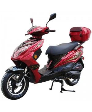 200cc Gas Moped Scooter Super 200 Red, Automatic CVT Big Power Engine, Sporty Style