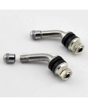 New Motorcycle Car Bolt-On Tire Valve Stems 60 Degree Bend Chrome Metal