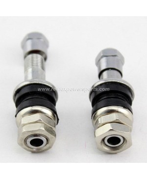 Two Chrome Motorcycle VS-8 PVR43A Bolt On Tire Valve Caps Stems Metal Flush