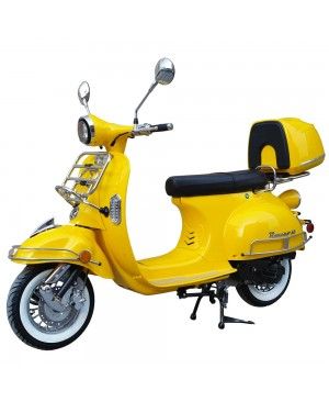 50cc Gas Scooter Romeo 50 Yellow Retro Style Body, Slick Design, Fully Automatic