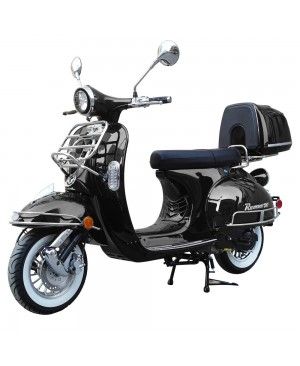 50cc Gas Scooter Romeo 50 Black Retro Style Body, Slick Design, Fully Automatic