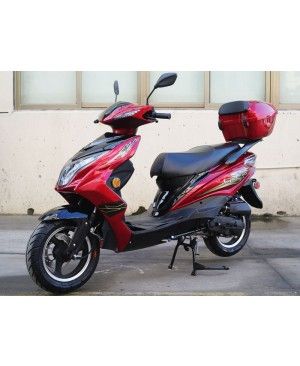 50cc Super 50 Gas Moped Scooter Red with Big Body, Automatic CVT, 12 inch Aluminum Wheel