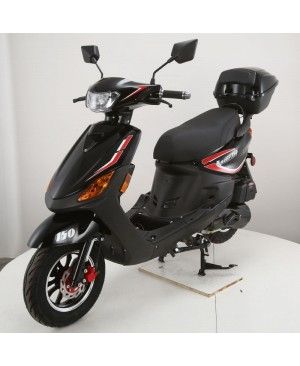 150cc Moped Scooter RZ 150 Black with New Design Sporty Look, Black wheel, Electric and Kick Start, Low Seat Height