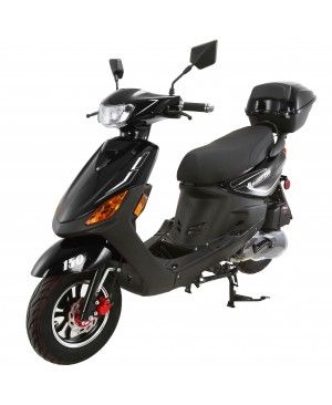 150cc Moped Scooter RZ 150 Black with New Design Sporty Look, Black wheel, Electric and Kick Start, Low Seat Height