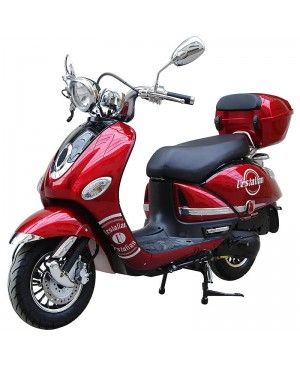 200cc Gas Moped Scooter Vestalian Vespa Style Red, CVT Big Power Engine, Wide Handle Bar (READY TO RIDE PACKAGE)