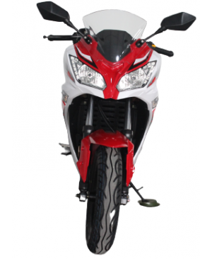 200cc Gas Motorcycle Super Sports 200 with CVT Auto Tranny, 14 inch Aluminium Wheels Red White 2 tone