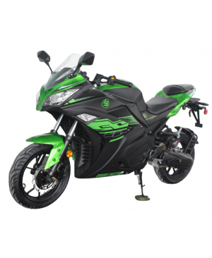 200cc Gas Motorcycle Super Sports 200 with CVT Auto Tranny, 14 inch Aluminium Wheels Green Black 2 tone