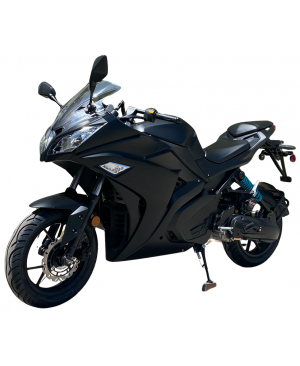 200cc Gas Motorcycle Super Sports 200 with CVT Auto Tranny, 14 inch Aluminium Wheels Matt Black 